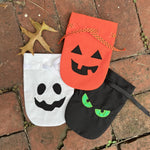 ITH pumpkin, ghost and monster treat bags for Halloween.  Embroidery design by snugglepuppyapplique.com