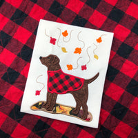 November Labrador Autumn Applique Embroidery Design by snugglepuppyapplique.com