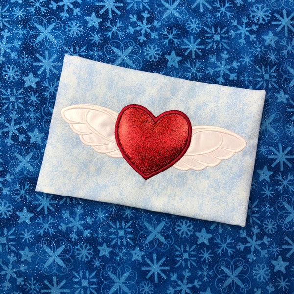 Winged Heart Valentine Applique Embroidery Design by snugglepuppyapplique.com