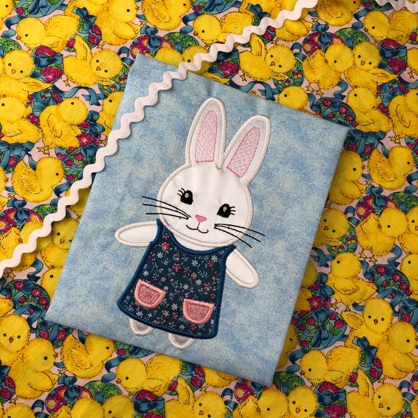 Rabbit Girl Easter Applique Embroidery Design by snugglepuppyapplique.com
