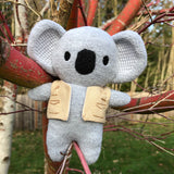 In the hoop koala mama with vest stuffy toy with Leaf carrier by snugglepuppyapplique.com