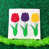 Tulip Trio Spring Applique embroidery design by snugglepuppyapplique.com