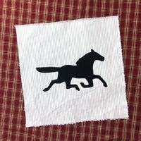 Running horse Folk Art zigzag applique embroidery design by snugglepuppyapplique.com