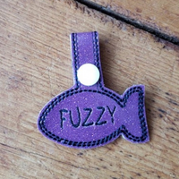 ITH Fish Shaped Cat's tag embroidery design, snugglepuppyapplique.com