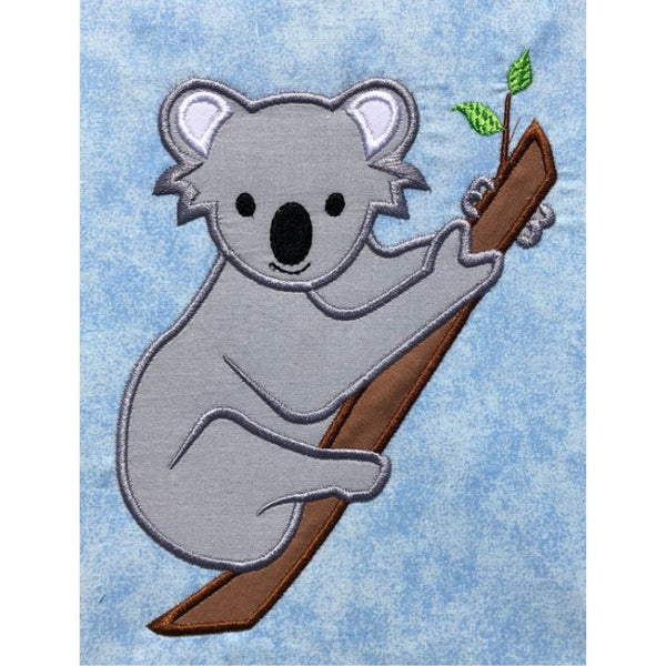 Realistic Koala applique embroidery design, Koala is clinging to a branch