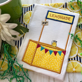 Lemonade stand applique embroidery design, snugglepuppyapplique.com