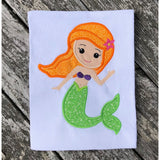Mermaid applique embroidery design, Stylized mermaid is waving, snugglepuppyapplique.com