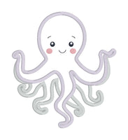 An applique of a baby octopus  by snugglepuppyappliquecom
