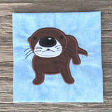Otter applique embroidery design