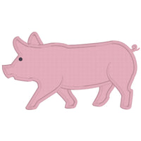 Pig applique embroidery design in profile
