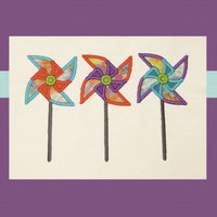 Pinwheel trio Spring and summer applique embroidery design by snugglepuppyapplique.com