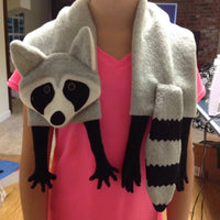 Raccoon scarf sewing pattern, snugglepuppyapplique.com