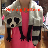Raccoon scarf sewing pattern, snugglepuppyapplique.com