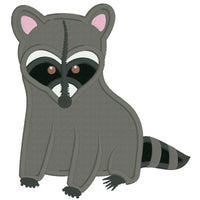 Raccoon applique embroidery design, realistic raccoon applique design, snugglepuppyapplique.com