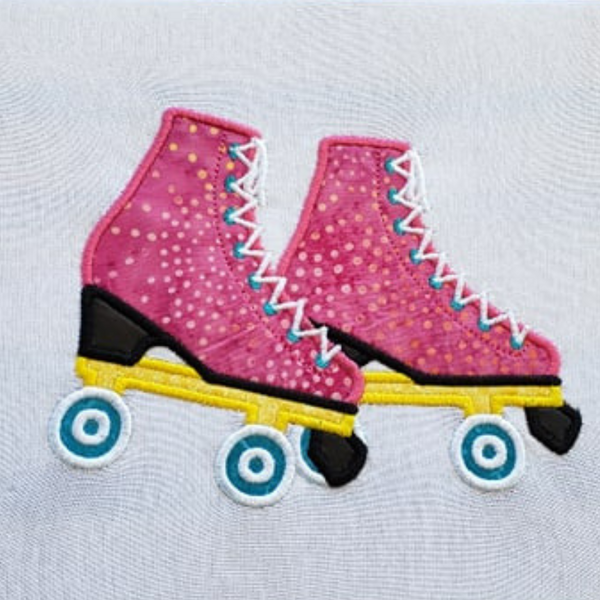 Roller Skates applique embroidery Design, snugglepuppyapplique.com