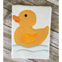 Rubber ducky applique embroidery design, ducky in water, snugglepuppyapplique.com