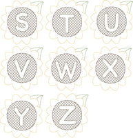 Sunflower Alphabet Bean stitch applique embroidery Design, snugglepuppyapplique.com