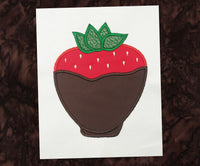 Chocolate covered Strawberry valentine applique embroidery design by snugglepuppyapplique.com