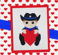 Cowboy Valentine Applique Embroidery design by Snugglepuppyapplique.com