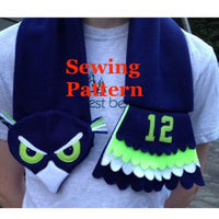 Hawk scarf sewing pattern, Seahawks, snugglepuppyapplique.com