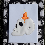 Skull with Candle Halloween Applique Embroidery Design, snugglepuppyapplique.com