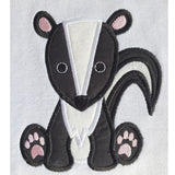 Skunk baby applique embroidery design, snugglepuppyapplique.com