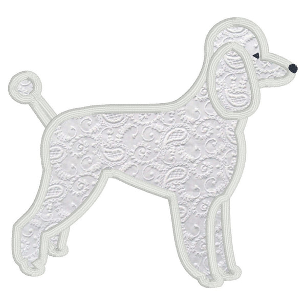 Standard Poodle applique embroidery design, snugglepuppyapplique.com
