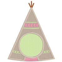 tribal teepee monogram frame applique embroidery design, snugglepuppyapplique.com