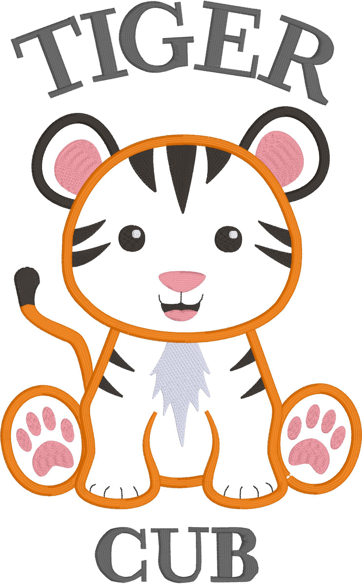 Tiger Cub Mascot Applique Embroidery Design for kids – Snuggle Puppy ...