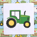 tractor applique embroidery design in profile, farm tractor, snugglepuppyapplique.com
