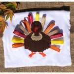 Applique of a Cute Turkey with ribbon for feathers by snugglepuppyapplique.com
