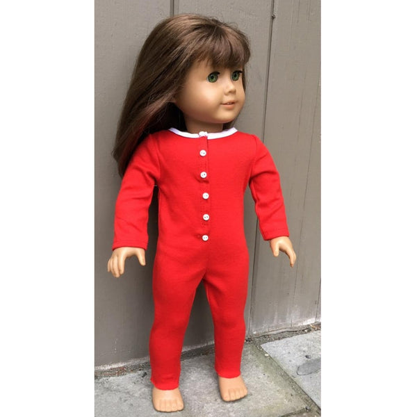 Union Suit Pajamas sewing pattern for 18 inch doll, Snugglepuppyapplique.com