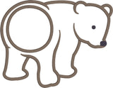 Bear monogram frame applique embroidery design, frame is on bears bottom, snugglepuppyapplique.com