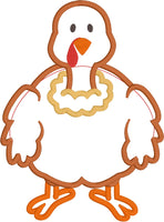 Applique design of a cute turkey by snugglepuppyapplique.com