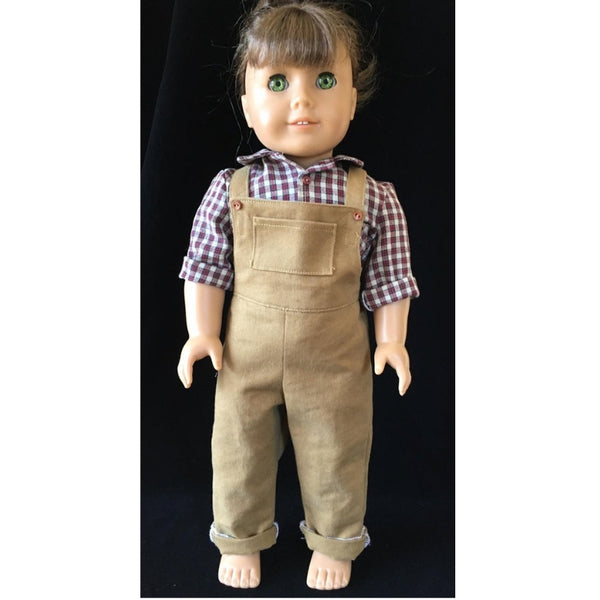 Overall sewing pattern for 18 inch doll, snugglepupppyapplique.com