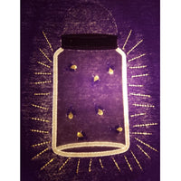 firefly in a jar applique embroidery design, jar has wire handle, lantern, snugglepuppyapplique.com