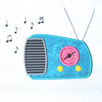 1950's vintage Retro Radio Applique Embroidery Design, snugglepuppyapplique.com