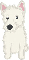 West Highland Terrier applique embroidery design,  Westie, snugglepuppyapplique.com