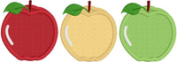 Three apples applique embroidery design, snugglepuppyapplique.com