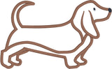 Bassett Hound applique embroidery design, dog is standing, snugglepuppyapplique.com