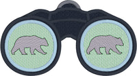 Bear through binoculars Applique Embroidery Design by snugglepuppyapplique.com