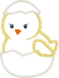 Chick appliqué embroidery design, chick hatching, snugglepuppyapplique.com