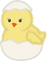 Chick appliqué embroidery design, chick hatching, snugglepuppyapplique.com