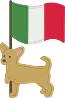 Chihuahua with Mexican Flag Cinco de Mayo applique embroidery design, snugglepuppyapplique.com