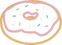 donut with frosting and sprinkles applique embroidery design, snugglepuppyapplique.com