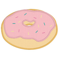donut with frosting and sprinkles applique embroidery design, snugglepuppyapplique.com