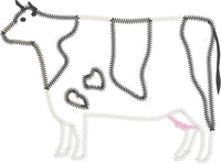 Folk art Cow zigzag applique embroidery design by snugglepuppyapplique.com