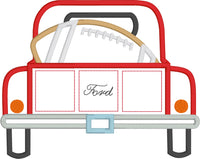 Football in a Pickup Truck Applique Embroidery Design, snugglepuppyapplique.com