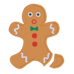 gingerbread man with broken leg applique embroidery design