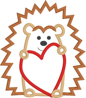 Hedgehog Valentine Applique Embroidery design by snugglepuppyaplique.com